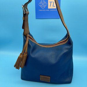 EUC Dooney & Bourke Aegean Blue Tassel Hobo Handbag Bag